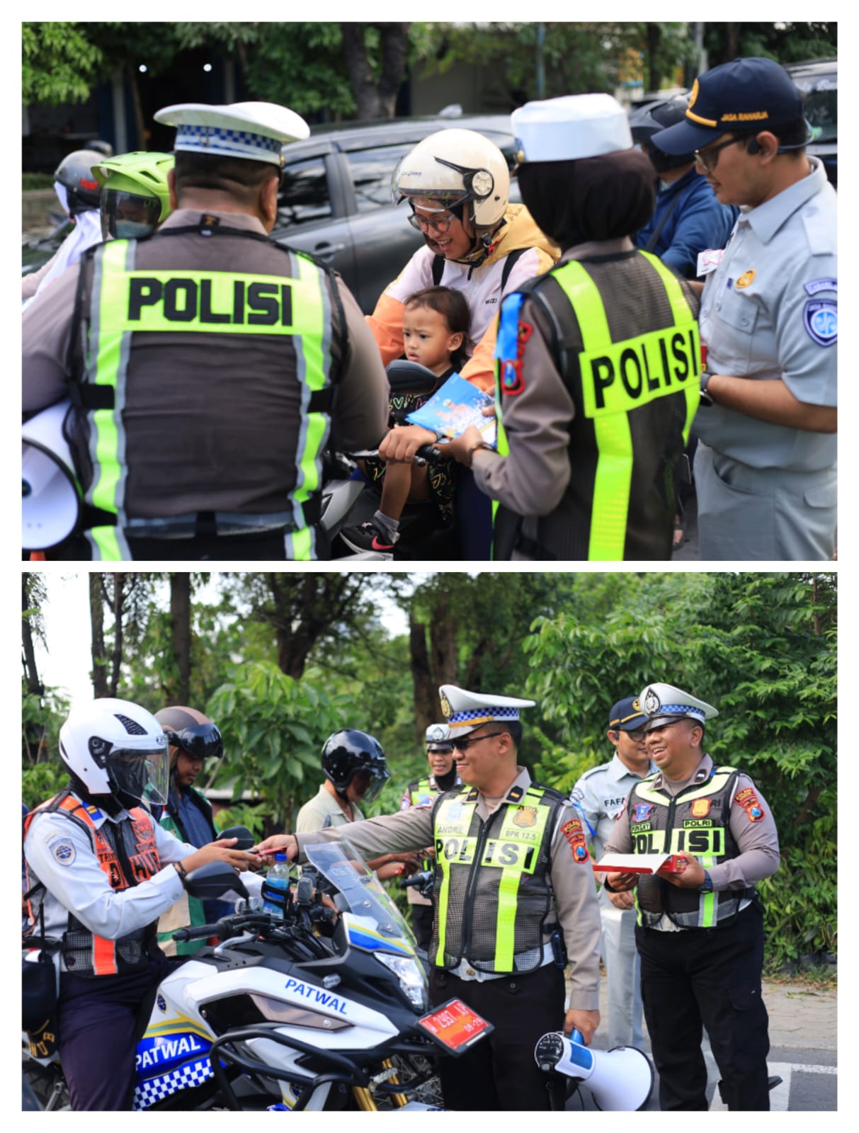 Polres Gresik Gencarkan Edukasi Keselamatan, Pengguna Jalan Tertib Dapat Cokelat