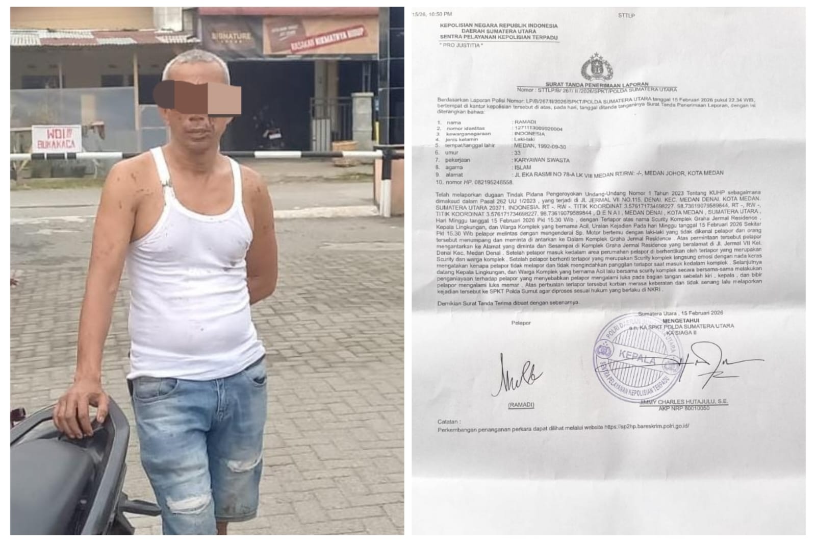 Dikeroyok Security, Kepling dan Acil, Korban Lapor Ke Polda Sumut Minta Pelaku Segera Ditangkap