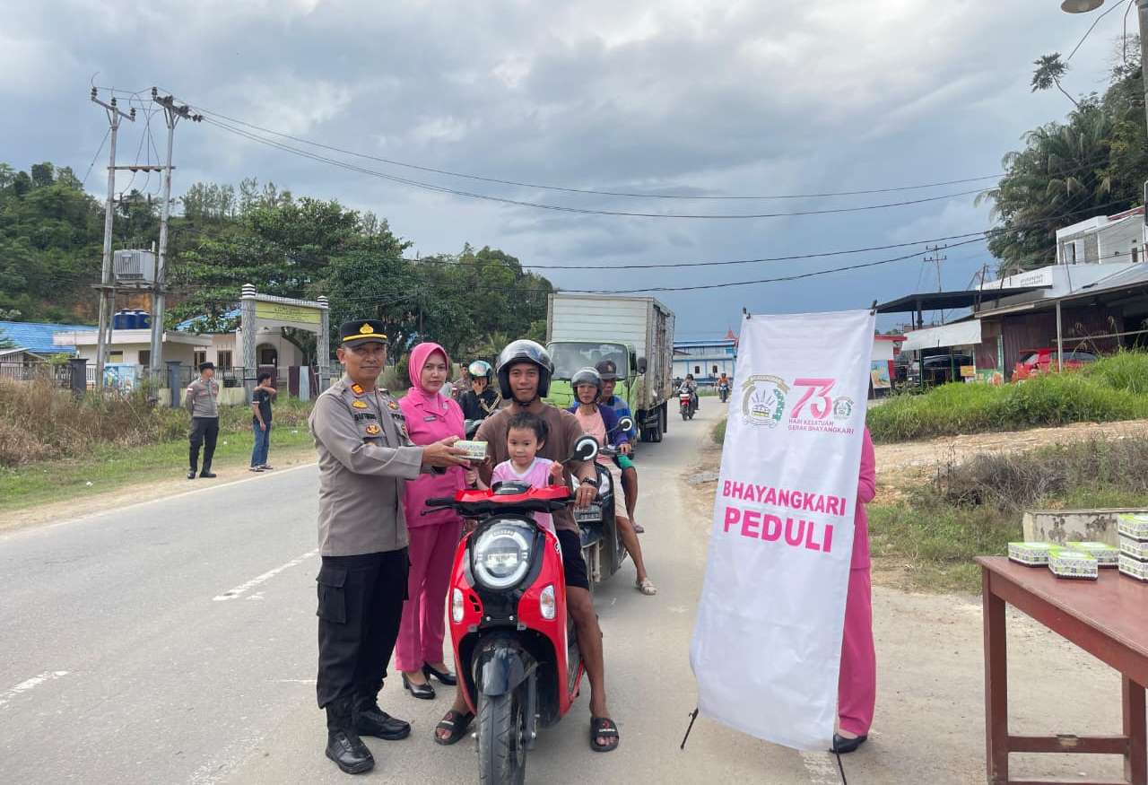 Wujud Kepedulian di Bulan Suci, Polsek Sekayam Berbagi Takjil di Jalan Raya
