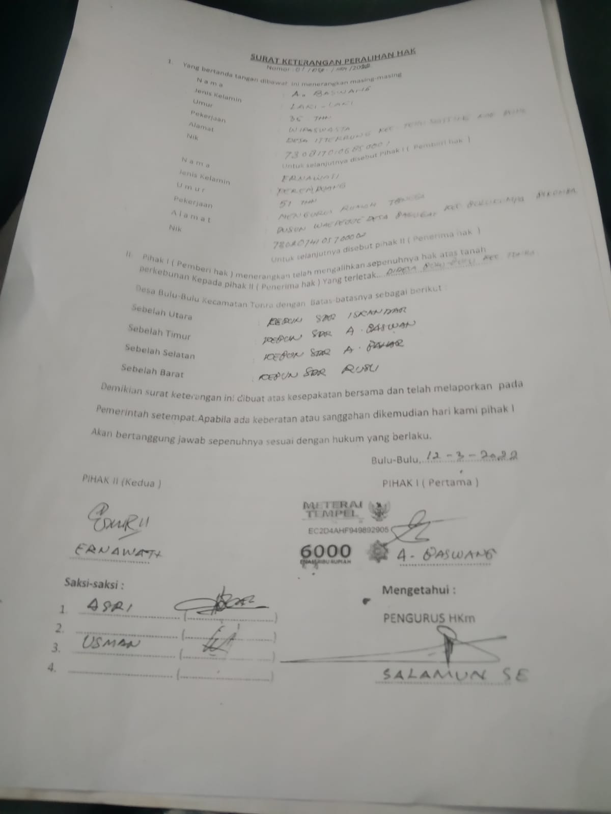 Sengketa Tanah di Salo Siduppae .Dua Pihak Klem Atas Ganti Rugi