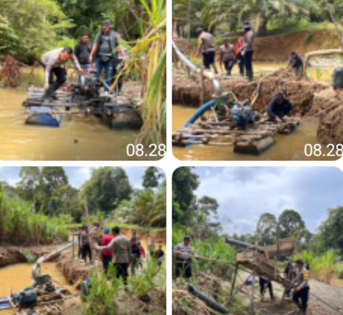 Polsek Sekayam Tertibkan PETI di Sungai Kayan, Enam Mesin Domfeng Dimusnahkan