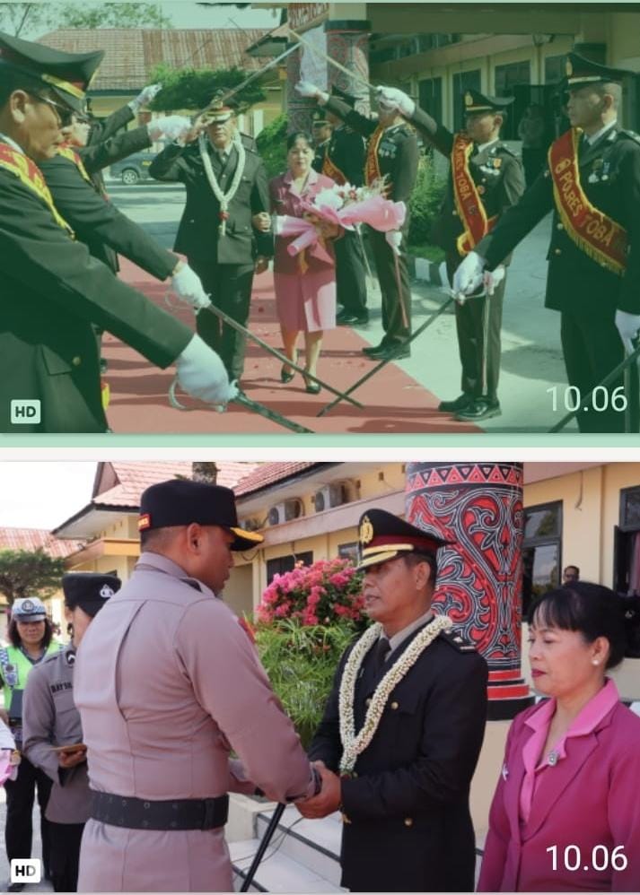 Kapolres Toba Pimpin Wisuda Purnabakti Kompol Bungaran Samosir dan AKP Daniel Aritonang