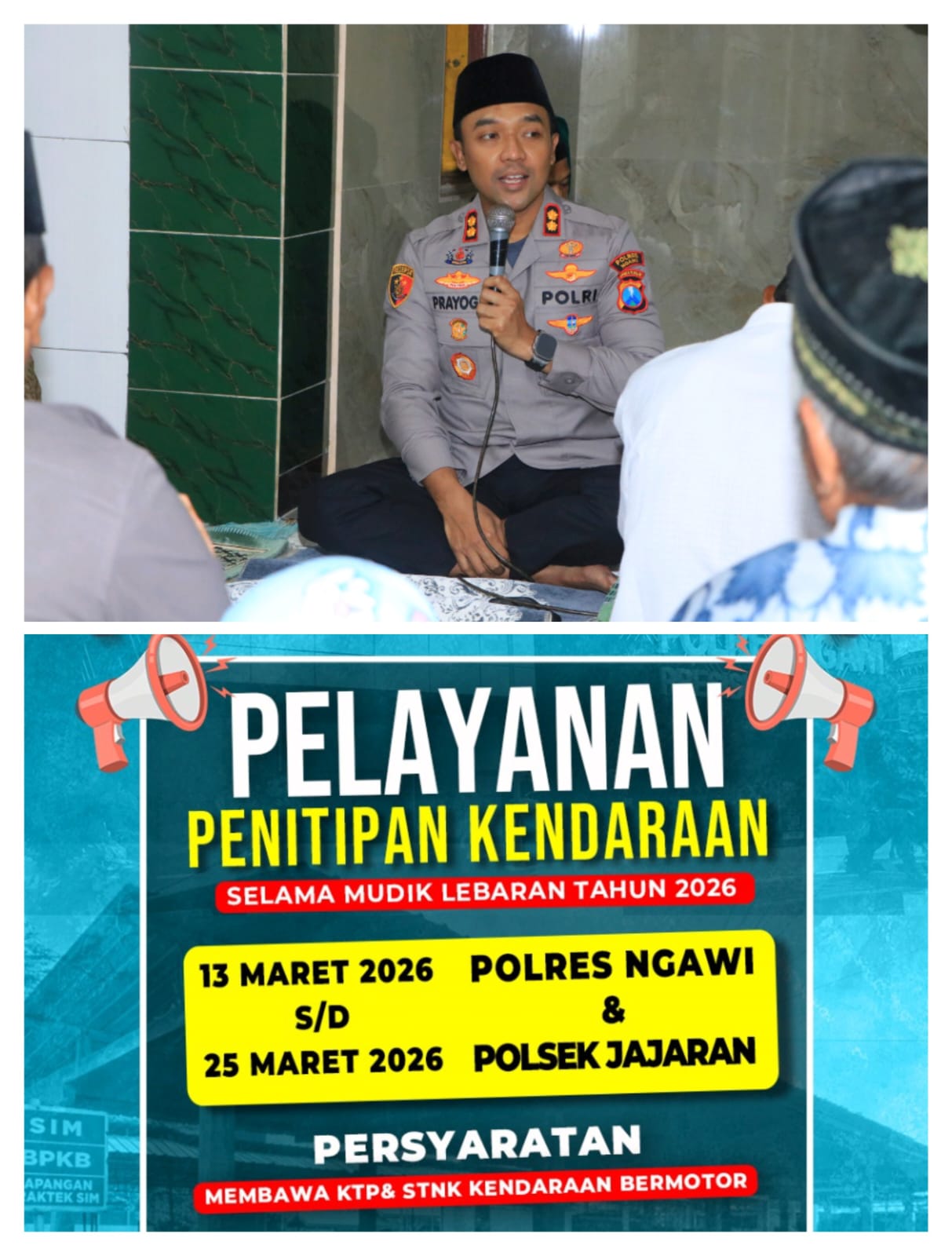 Mudik Aman Keluarga Bahagia, Polres Ngawi Layani Penitipan Kendaraan Gratis