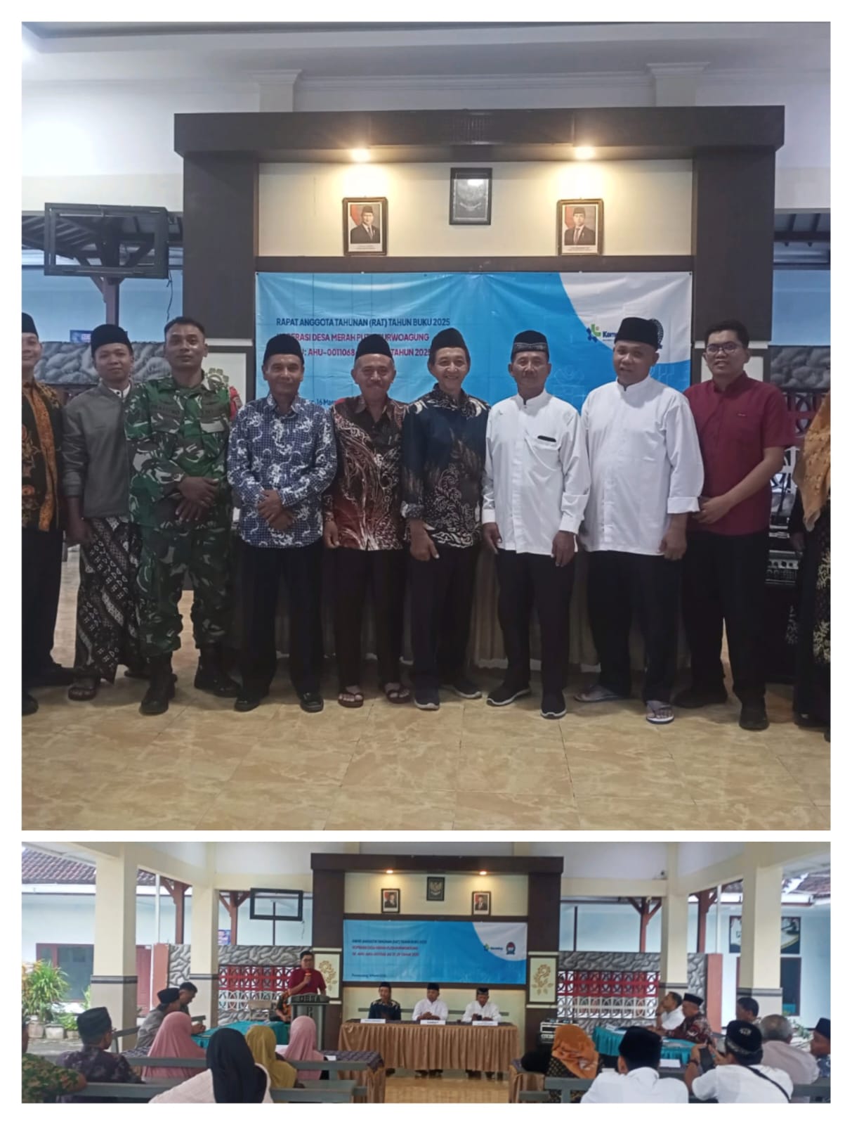 Babinsa 0825/09 Tegaldlimo, Monitoring Rapat KDMP Purwoagung RAT Perdana