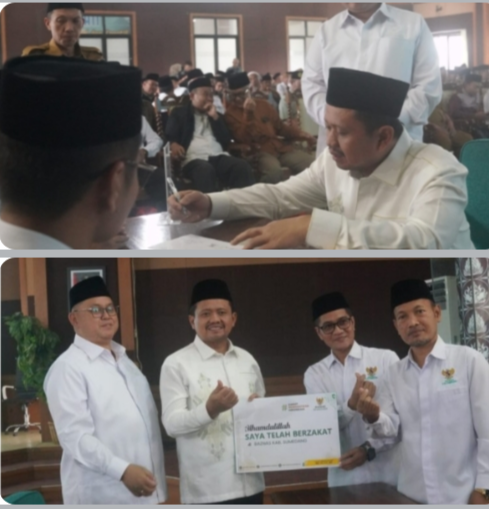 Bupati Sumedang H. Dony Ahmad Munir Memberikan Pujian Pada Peran Alim Ulama Progam Sumedang Zakat Mal.