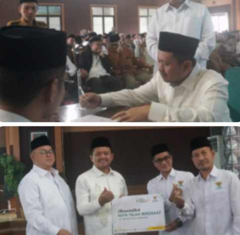 Teladan di Hari Nuzulul Quran, Bupati Dony Ahmad Munir Serahkan Zakat Mal ke BAZNAS Sumedang.