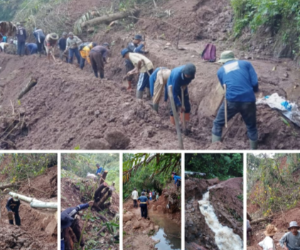 Saluran Irigasi Sangiang Sri Tertimbun Longsoran Tanah.