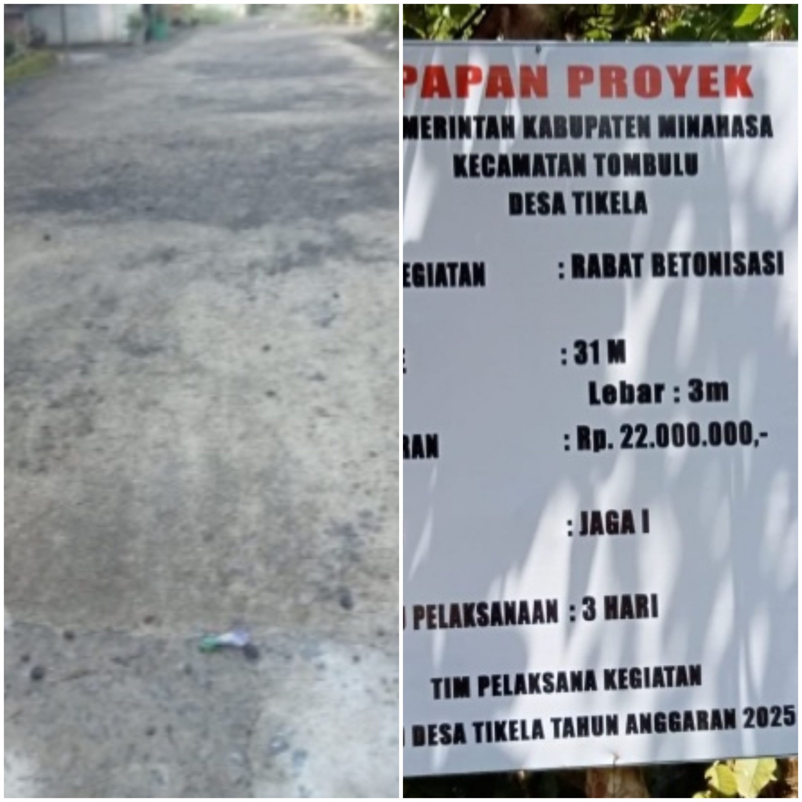 Dugaan Mark Up Proyek Rabat Beton di Minahasa, Masyarakat Siap Bawa Bukti ke APH