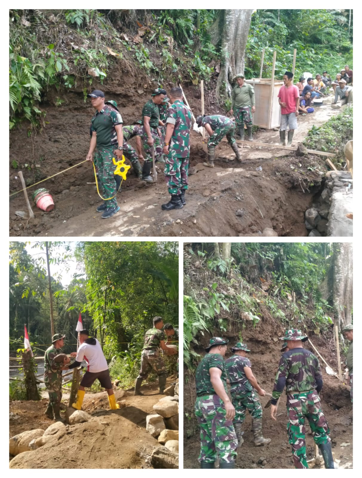 Kasdim 0825 Turun Langsung ke Lapangan: TNI Geber Pengerjaan Jembatan Perintis Garuda di Hari ke-9, Warga Songgon Kian Dekat dengan Akses Vital