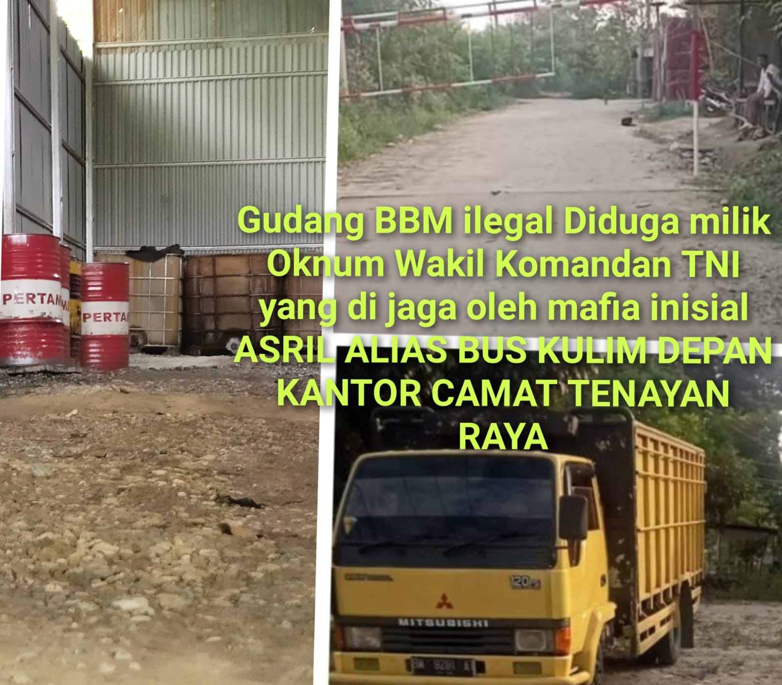 Diduga Dibekingi Oknum, Gudang BBM Ilegal di Tenayan Raya Tetap Beroperasi