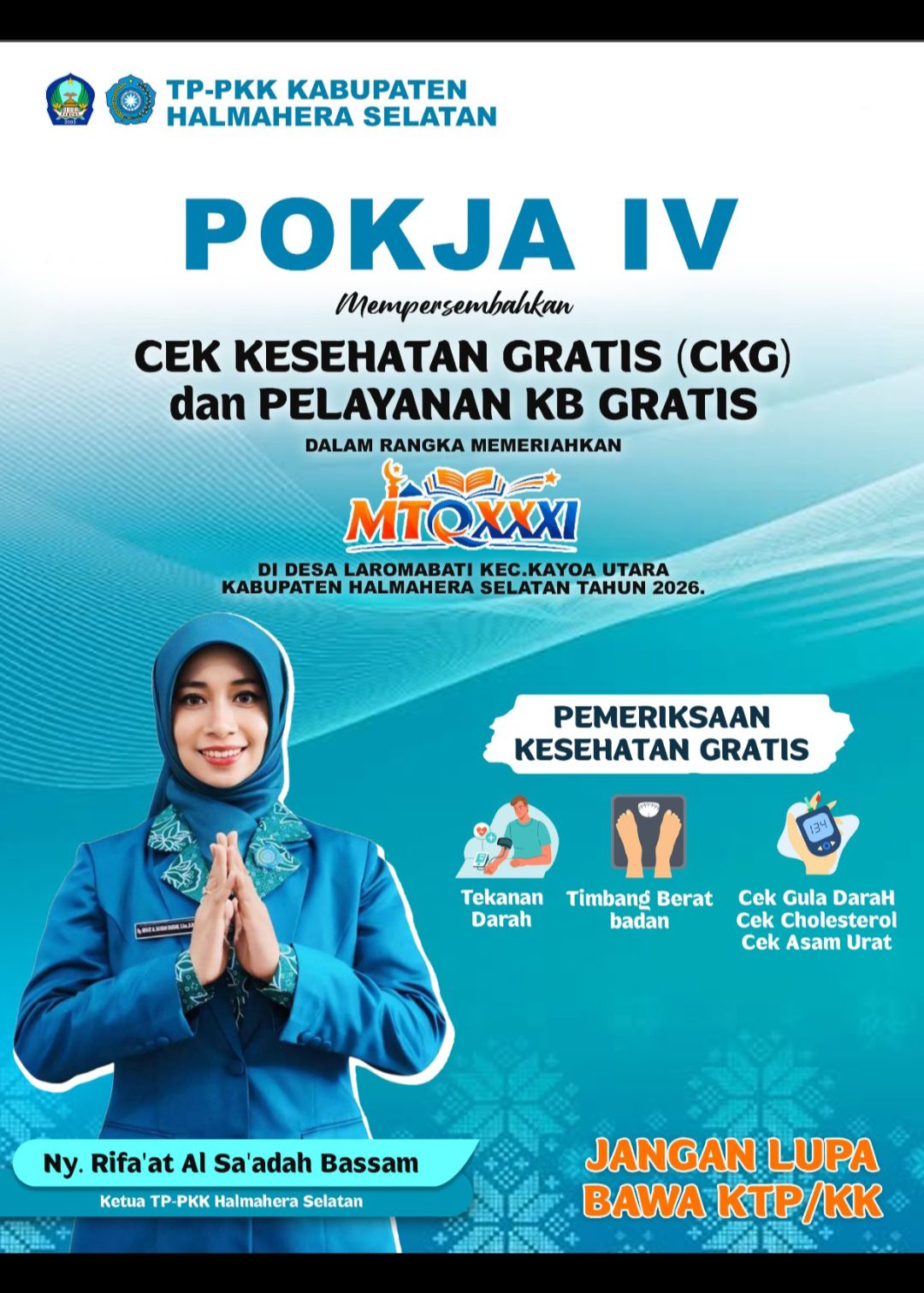 TP PKK dan Dinas Kesehatan Hadir di MTQ Laromabati Kayoa Utara, Layani Pemeriksaan Gratis