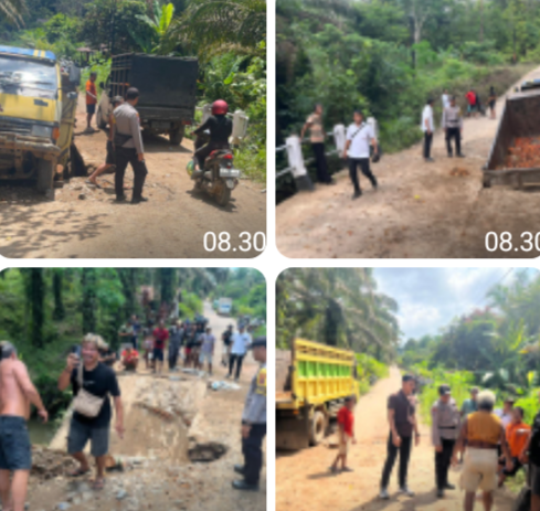 Akses Jalan Bodok–Meliau Amblas, Polisi Sigap Atur Lalu Lintas dan Imbau Pengendara Gunakan Jalur Alternatif