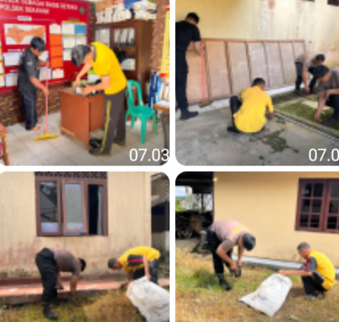 Wujudkan Lingkungan Sehat, Personel Polsek Sekayam Kompak Lakukan Kurve