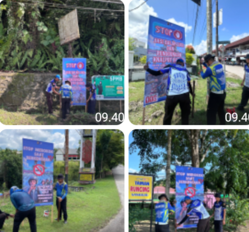 Satlantas Polres Sanggau Perkuat Edukasi Keselamatan, Banner Kamseltibcar Lantas Dipasang di Titik Strategis