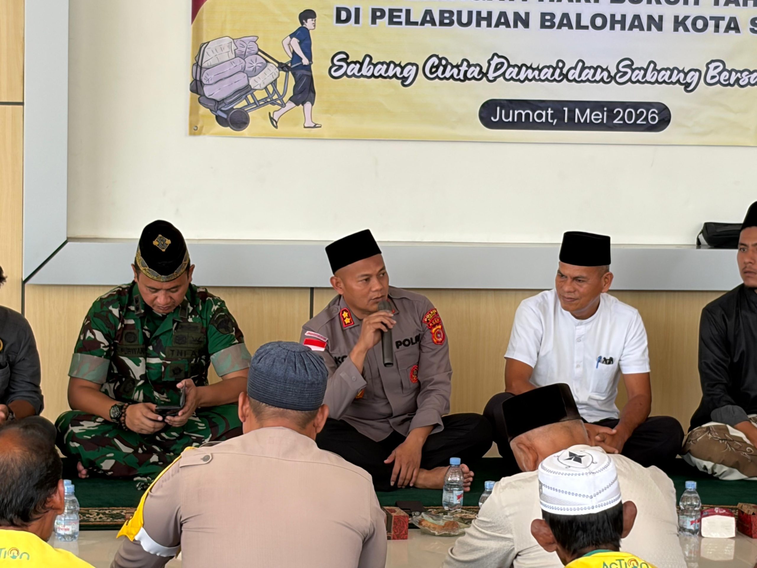 May Day 2026, Kapolres Sabang Hadiri Zikir dan Doa Bersama Buruh di Pelabuhan Balohan