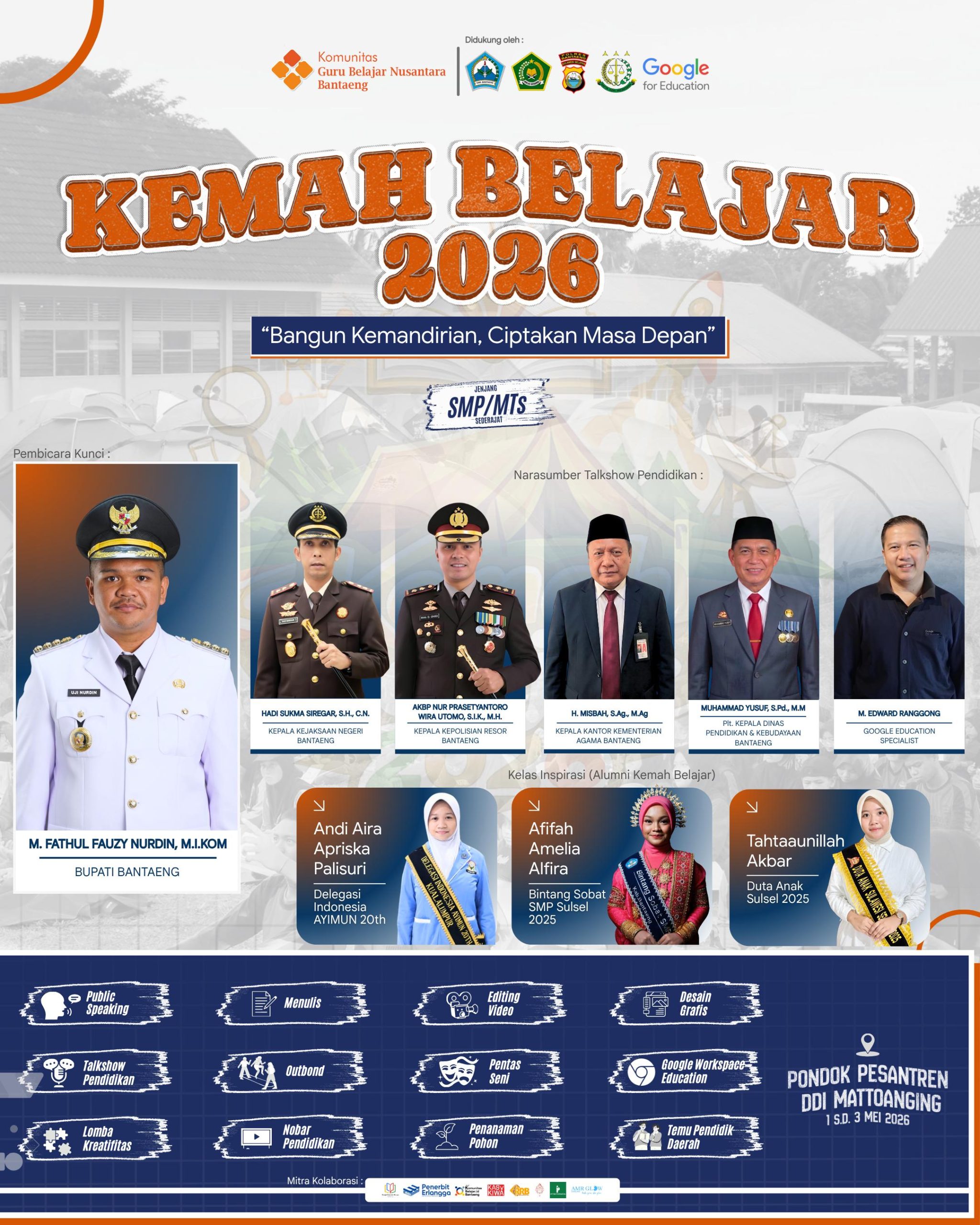 Wujud Visi Bantaeng Bangkit .Bupati Uji Satukan Santri- Pelajar di kemah DDI Mattoangin 