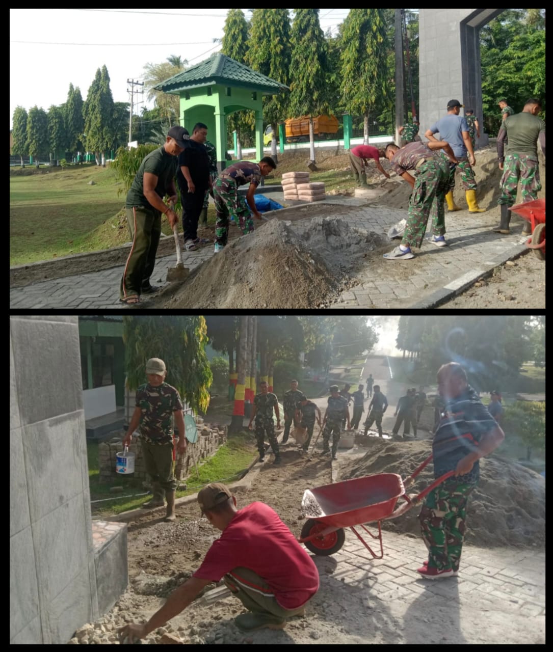 Semangat Kebersamaan, Personel Kodim 0112/Sabang Gotong Royong Cor Berem Jalan Utama Makodim
