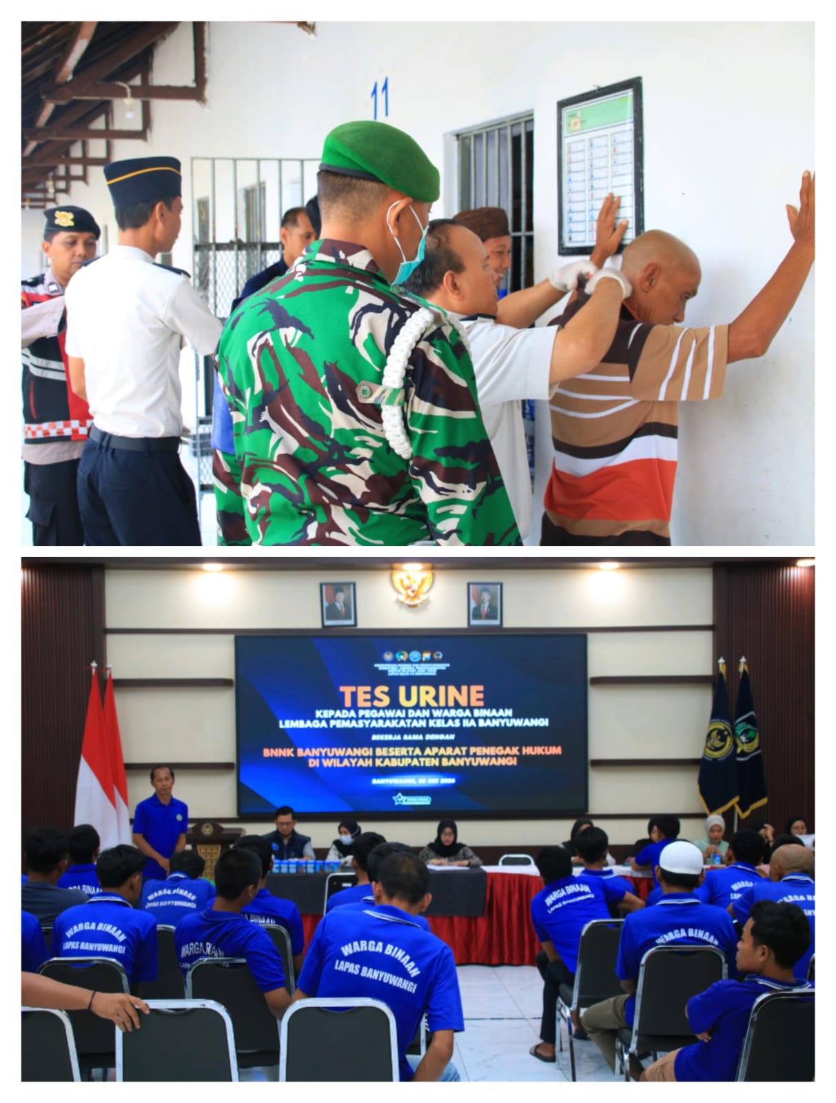 Buktikan Komitmen Zero Handphone dan Narkoba, Lapas Banyuwangi Gandeng TNI-Polri dan BNNK Gelar Razia dan Tes Urin Massal