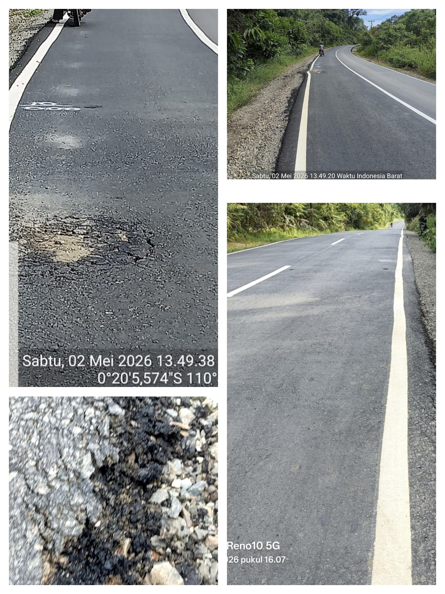 Pekerjaan Baru Selesai Proyek Peningkatan Jalan Ruas Nanga Taman – Nanga Mahap Sudah Rusak , Kualitas  di Abaikan