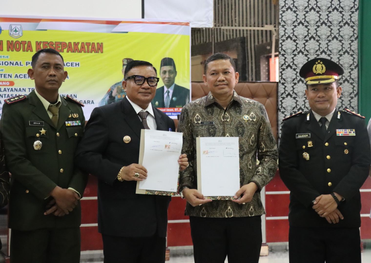 BNN Aceh dan Pemkab Agara Teken Nota Kesepakatan, berantas Narkoba 