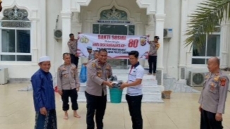 Polsek Sukakarya Polres Sabang Gelar Bakti Religi di Masjid Jamik Baitul Muna.