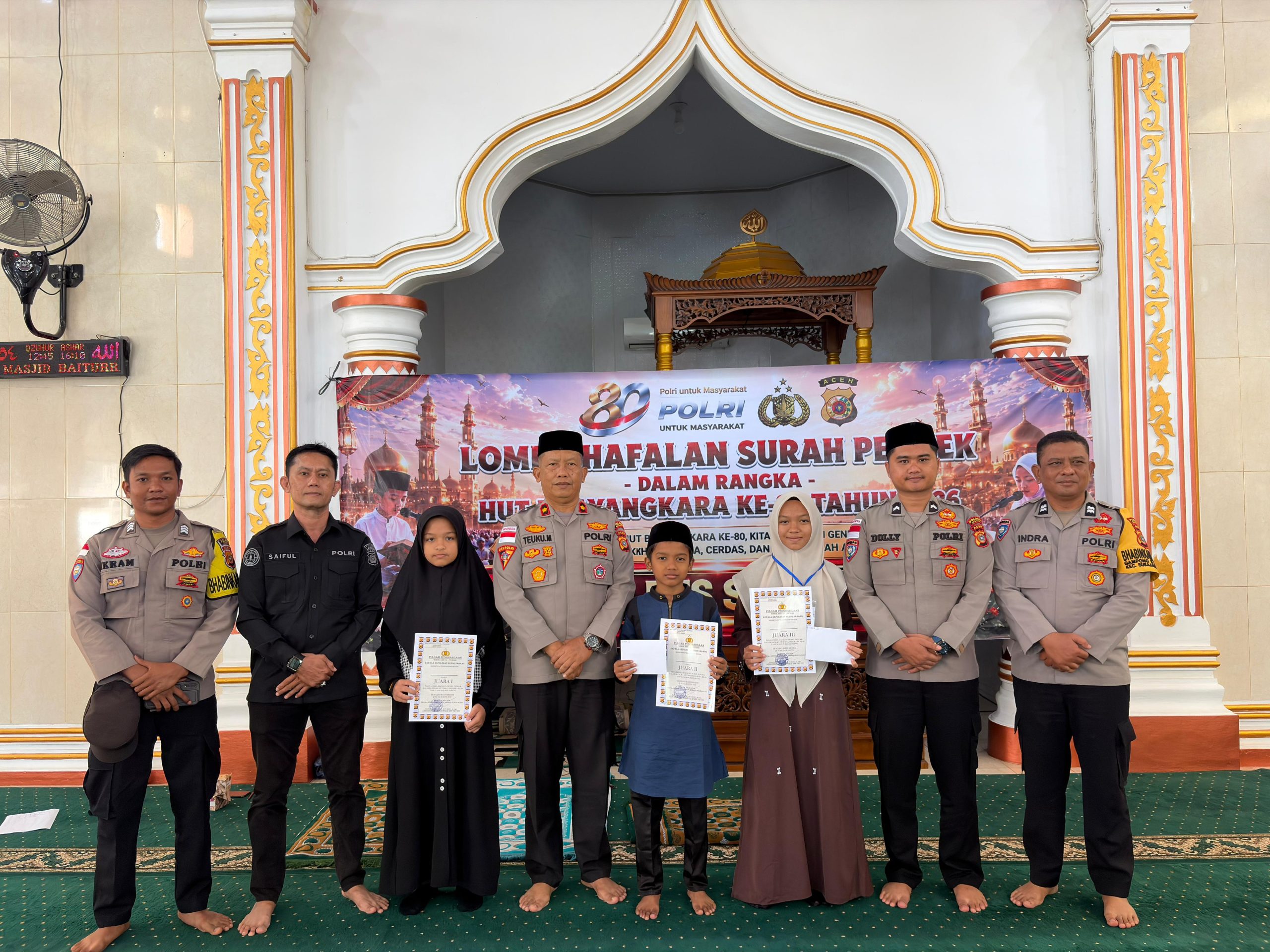 Polres Sabang Gelar Lomba Hafalan Surah Pendek Semarakkan HUT Bhayangkara ke-80