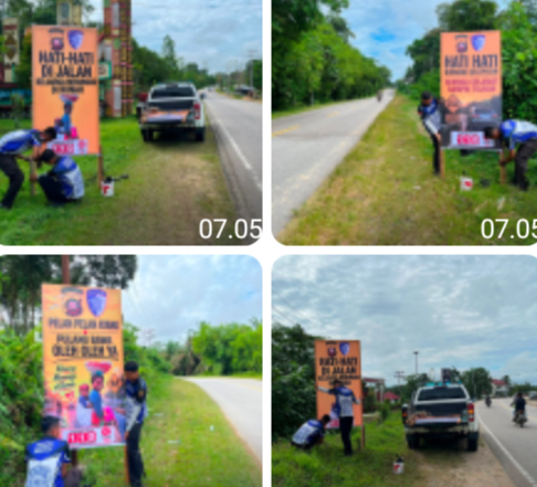 Satlantas Polres Sanggau Perkuat Kesadaran Berlalu Lintas, Banner Kamseltibcar Dipasang di Sejumlah Titik Strategis